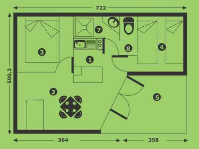 Plan de la location camping chalet détente
